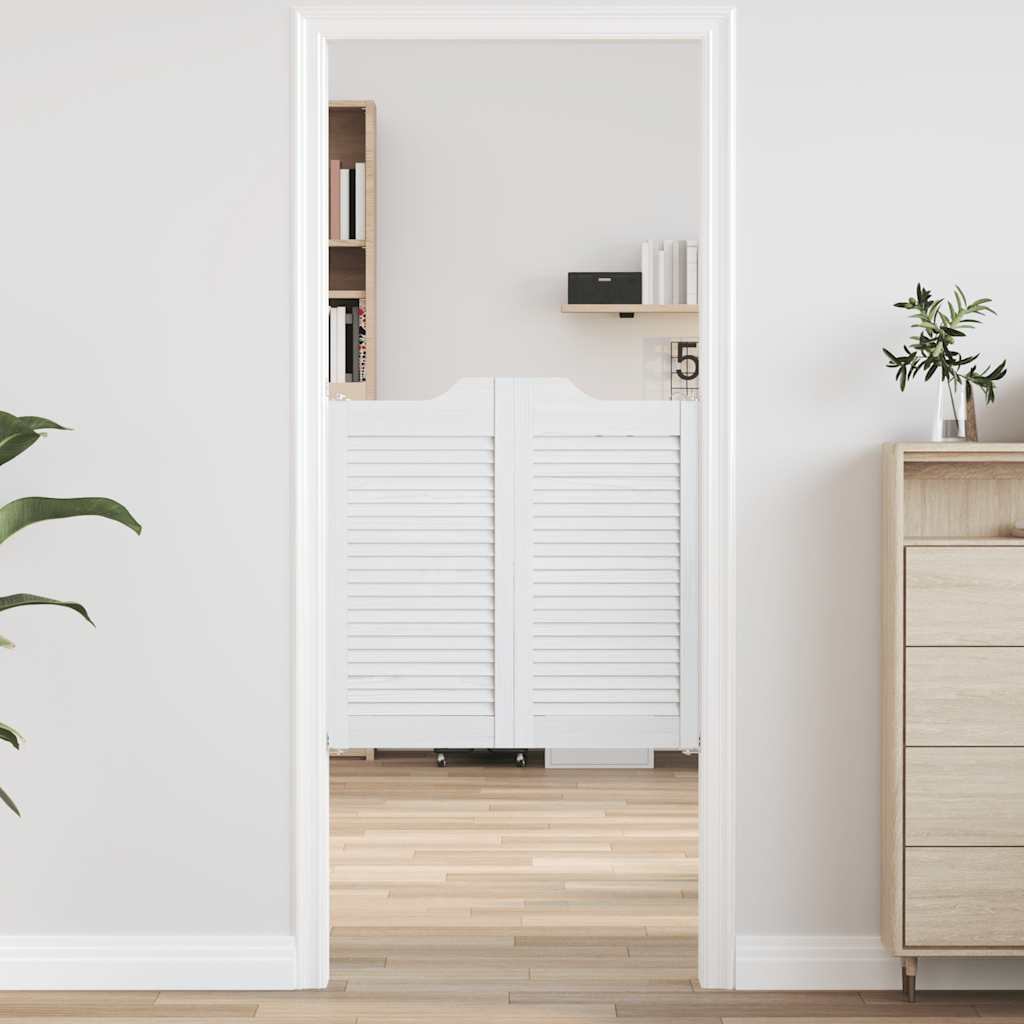 Swing Doors Louvred Design 2-Pair White 80x80 cm